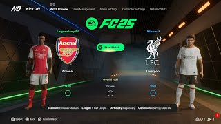 EA Sports FC 25  Arsenal Vs Liverpool I Full Gameplay I Legendary Difficulty PS5 [upl. by Celesta]