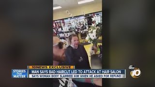 10News Exclusive Man says bad haircut led to attack at hair salon [upl. by Ozkum]