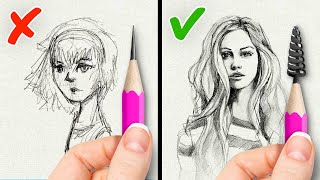 ASTUCES DE DESSIN ET IDÉES ARTISTIQUES GÉNIALES POUR DÉBUTANTS [upl. by Katharine]