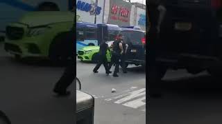 Green car tries to escape cops on Fordham Road in Bronx [upl. by Jennica690]