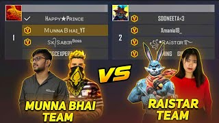 Munna Bhai SK Sabir Boss Team VS Raistar XMania Sooneta Team  Free Fire Telugu  MBG ARMY [upl. by Aelber]