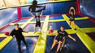 OVERNIGHT IN ABANDONED TRAMPOLINE PARK Ends up in Wheelchair [upl. by Lorraine]