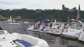 Kenny Chesney fans in Pittsburgh listen to concert outside Acrisure Stadium on boats [upl. by Eihtur]