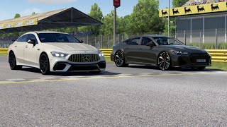 MercedesBenz GT63S AMG 2019 vs Audi RS7 Sportback 2022 at Monza Full Course [upl. by Lednyc630]