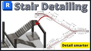 Revit structure  Reinforcement of staircase Rebar annotation and detailing [upl. by Yeleek]