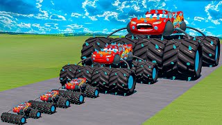 Big amp Small Long Bus Spiked Lightning McQueen Thorns vs Car Crasher Ships  BeamNGdrive [upl. by Colby]