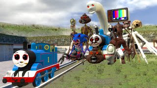 Building a Thomas Train Chased By New Cursed Thomas an New Monster Friends In Garrys Mod [upl. by Dre]