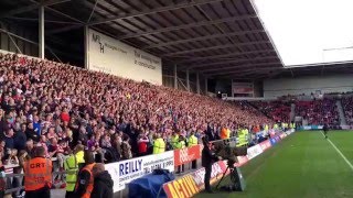 Wigan Warriors Chants  Good Friday Saint Helens 2016 [upl. by Sumedocin]