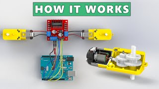 How DC GEAR MOTOR Works with ARDUINO and L298N [upl. by Nylesaj]