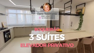 Apartamento PORTEIRA FECHADA 3 suítes na QUADRA da PRAIA no BOQUEIRÃO em SANTOSSP  Ref 144598 [upl. by Bazar]