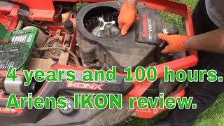 Ariens Ikon 4 year review 100 hour service 52quot zero turn mower [upl. by Wilton]