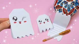 How to make paper notebook without glue  Halloween crafts  Origami Paper Notebook Ghost [upl. by Hgielra770]