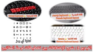 الفيديو 3  أنواع تخطيط الكيبورد Qwerty Azerty Qwertz سلسلة رموز و اختصارات على الكيبورد [upl. by Oliy]