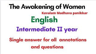 The Awakening of Women Intermediate II year English Single answer for all annotations and questions [upl. by Allred983]