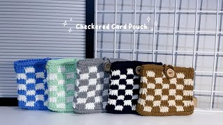 Crochet tutorial  How to do Checkered card pouch 🟤👝 [upl. by Ailicec]