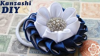 Резинка Канзаши Мастер Класс  DIY Kanzashi  Kulikova Anastasia [upl. by Craw]