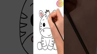 Easy Baby Zebra Drawing Tutorial for Kids [upl. by Arihsay]