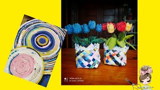 Tutorial Weaving fabric basket [upl. by Lamrert]