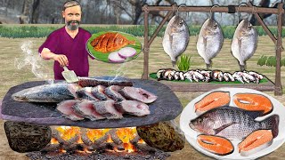 Cooking Fish On Stone Fish Fry Street Food Bedtime Stories Hindi Kahani Hindi New Funny Comedy Video [upl. by Einnaej]