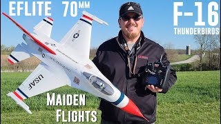 Eflite  F16 Thunderbirds  70mm  Maiden Flights [upl. by Dun813]