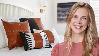 How to Make a Faux Leather and Stripe Throw Pillow  Free Project Tutorial [upl. by Gerhan]