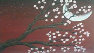 Acrylic Painting Cherry Blossom Moon Speedpainting [upl. by Ellen]