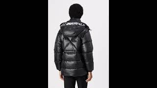 KARL LAGERFELD PUFFER Winter jacket Hooded Shiny Glossy Black Women  Zalando [upl. by Desma]