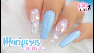 UÑAS con MARIPOSAS ENCAPSULADAS  Cristal [upl. by Sueddaht]