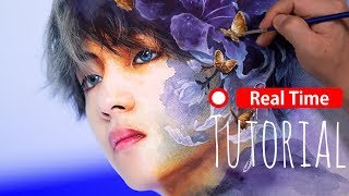 Watercolor TutorialBTS drawingTaehyung수채화 따라하기뷔그리기 [upl. by Finstad]