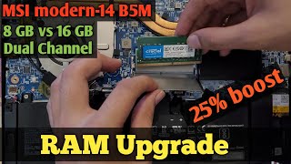 MSI RAM Upgrade 8 vs 16 GB modern 14 B5M [upl. by Uht]