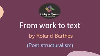 From work to text by Roland Barthes Post Structuralist approach explained in Tamil [upl. by Nytsrik713]