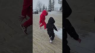 First Snow Experience in Banff Alberta Canada firstsnowexperience whenincanada banffgondola [upl. by Karwan]