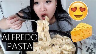 Alfredo Fettuccine Pasta  Mukbang English [upl. by Dnalor]