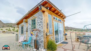 Cordwood Constructed Tiny Home Homestead w Grow Dome [upl. by Odrarebe]