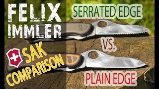 Plain vs Serrated  Which Blade is better more versatile Victorinox Forester vs Soldiers Knife 08 [upl. by Helsie]