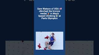 Sam Watson of USA won Bronze medal in Mens Speed Climbing at Paris Olympics olympics2024 climbing [upl. by Harwill]