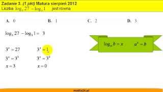 Matura z matematyki sierpień 2012  zad 3  Logarytmy  Matfiz24pl [upl. by Epperson]