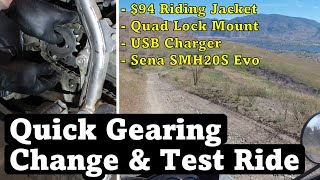 16Minute Motorcycle Gearing Change amp Test Ride  KLR650 Plus Testing Other Stuff [upl. by Arikehs491]