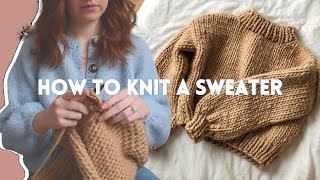 How To Knit a Chunky Sweater  Beginner Friendly Step by Step DIY Tutorial [upl. by Arlette]