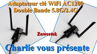 Zoweetek Adaptateur clé WiFi AC1200 USB30 Double Bande 58G 24G pour Windows  Linux  Mac  OS [upl. by Chong]