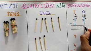 Class 2 Maths  Subtraction With Borrowing  TLM  Explanation By Activity [upl. by Lamond]