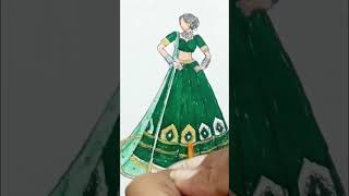 Green Lehenga shorts art satisfying video [upl. by Aenea]