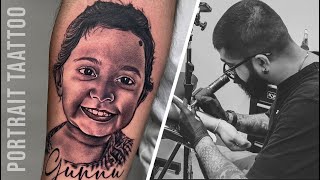 PORTRAIT TATTOO OF MY CLIENTS DAUGHTER  Tattoo Tutorial amp Vlog by tattoosbyabhishek [upl. by Bernardi6]