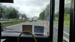 Mitfahrt im Schienenersatzverkehr Bus Schnellbus über die Autobahn nach Gummersbach Juli 2023 [upl. by Eisset]