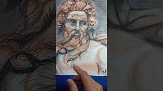 El dibujo de Poseidón con carboncillo sepia y sanguina artgio dibujo poseidon arte [upl. by Eliathan940]