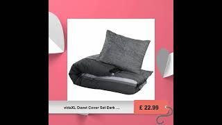 vidaXL Duvet Cover Set Dark Grey 140x200 cm Cotton [upl. by Lynette102]