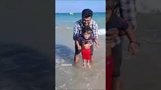 kaviyarasan swimming time  enjoying Tuticorin beach [upl. by Nylqcaj]