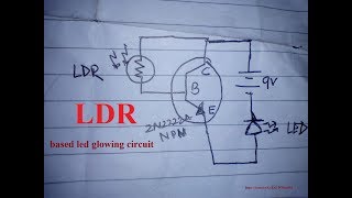 LDR based LED circuit using 2n2222 npn transistor [upl. by Sibley248]