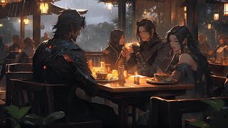 Fantasy MedievalTavern Music  Relaxing Celtic Music Tavern Ambience with Rain Sounds [upl. by Ankeny]