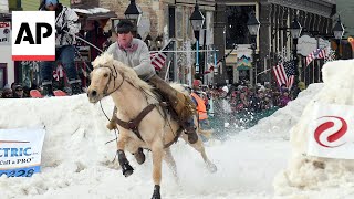 Skijoring blends rodeo and ski culture in Colorado town [upl. by Eadwina]